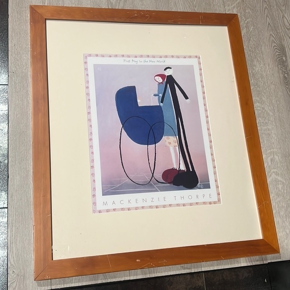 Mackenzie Thorpe First Day In The New World Framed Matted Print 29.5” x 25.5” - Picture 1 of 3